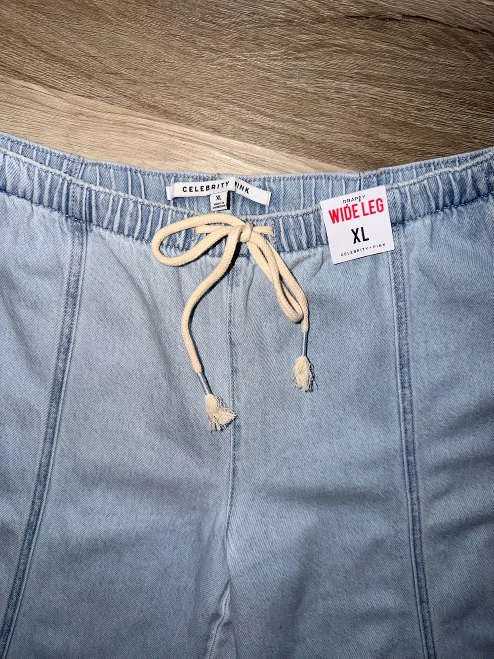 Celebrity Pink Light Blue Wide Leg Drawstring Pants